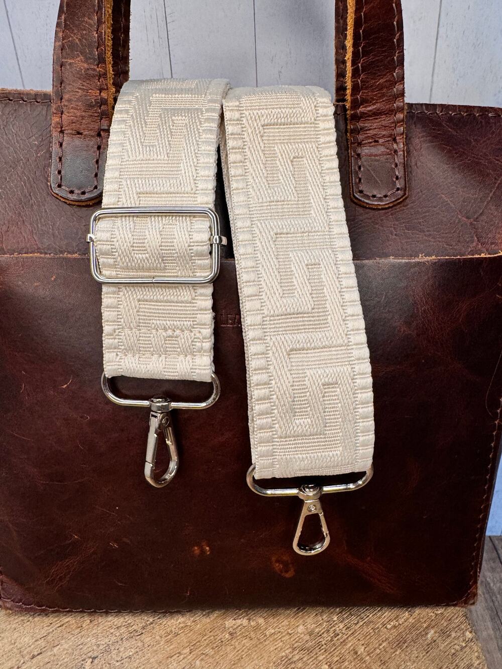 White Woven Purse Strap Wide Striped Bag Strap Boho Crossbody Purse Strap
